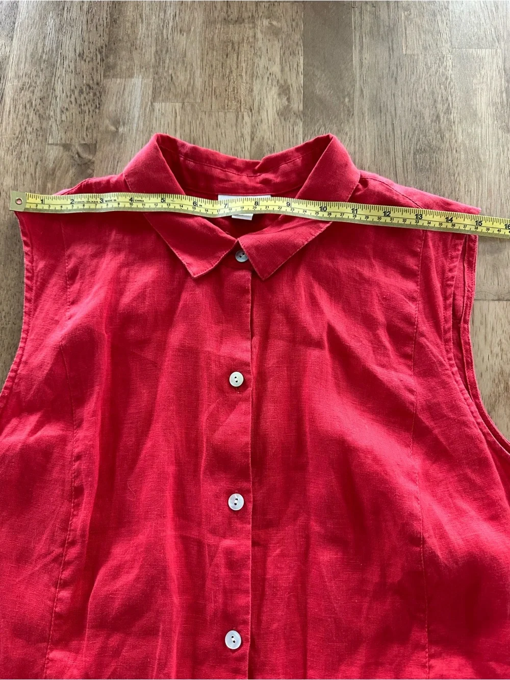 J. Jill Sleeveless Button-Down Linen Tunic Top in Red - Picture 6 of 8